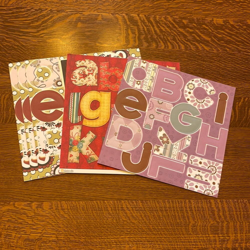 Scrapbooking Cardstock alphabet letters 10 full sheets NEW! + 7 partial